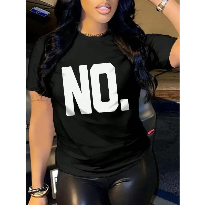 

Women's Short Sleeved Letter Printed Round Neck T-shirt Pattern T-shirt Women's Casual Fashion Top Women's Cotton Trendy Top