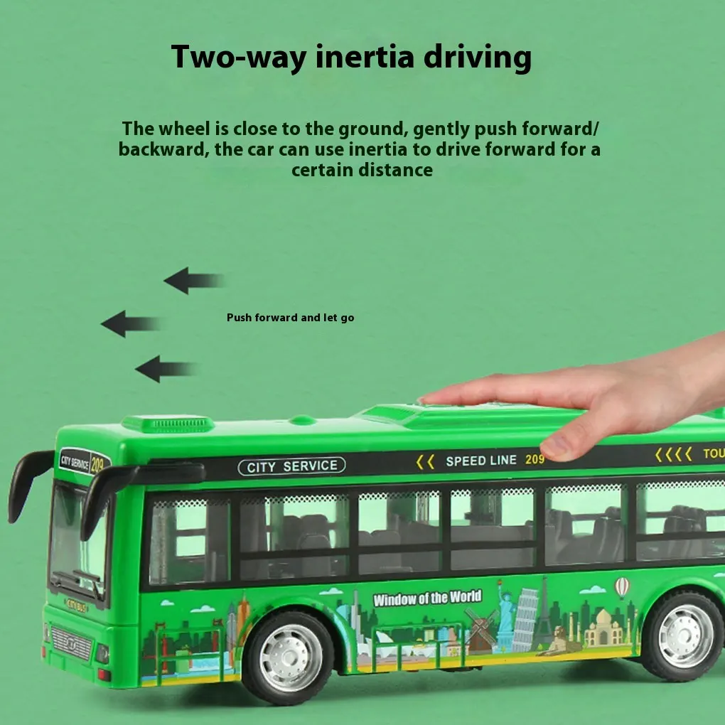 Toy Car Bus Lighting And Music Lifelike Sounds Joyful Play Built In Lighting And Music Simulated Bus green