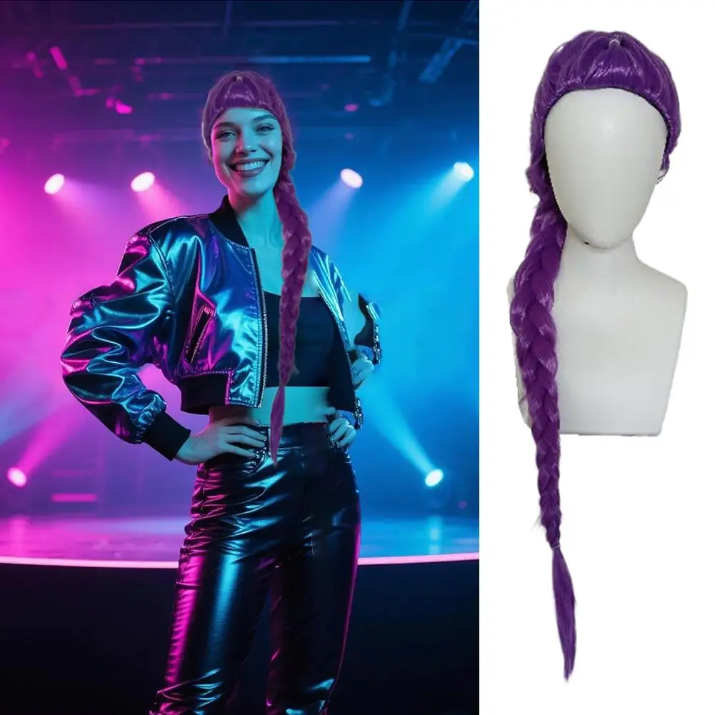 Lange geflochtene Perücken//Halloween Cosplay Requisiten//2025 Anime Kinder Cosplay Requisiten//Lila lange Perücke