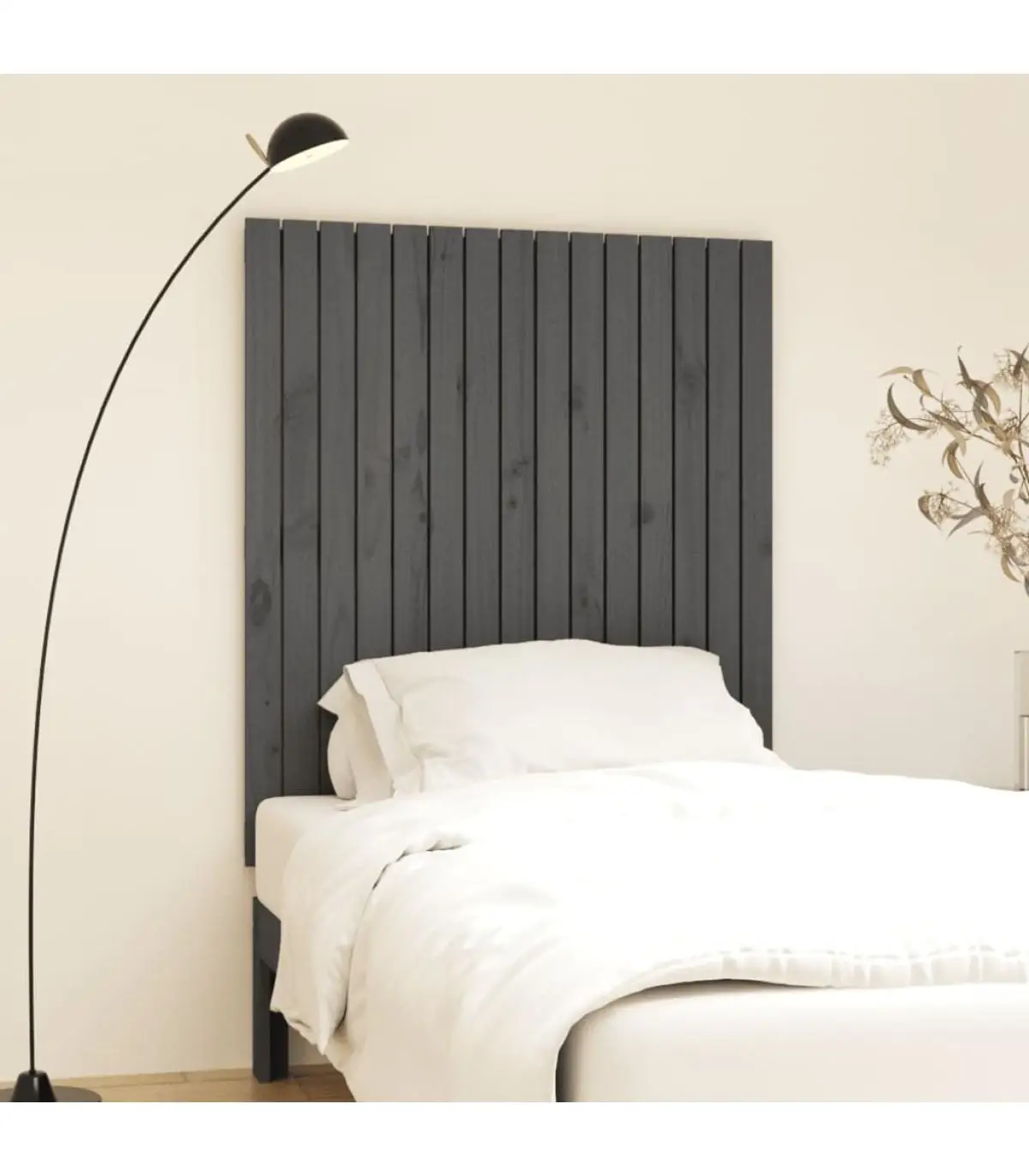 Headboards and Feet Bed Headboard Wall Solid Wood Pine Grey 95,5x3x110 cm