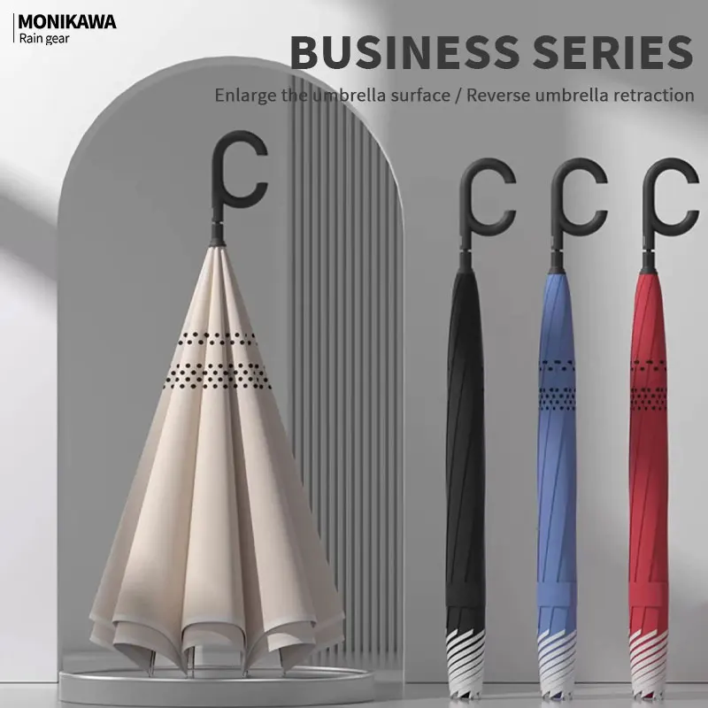 

Автоматический обратный зонт, перевернутый зонт, длинная ручка, двухслойный зонт, увеличенный, утолщенный и усиленный, большой, для двойного человека, специально для защиты от ветра и штормов.