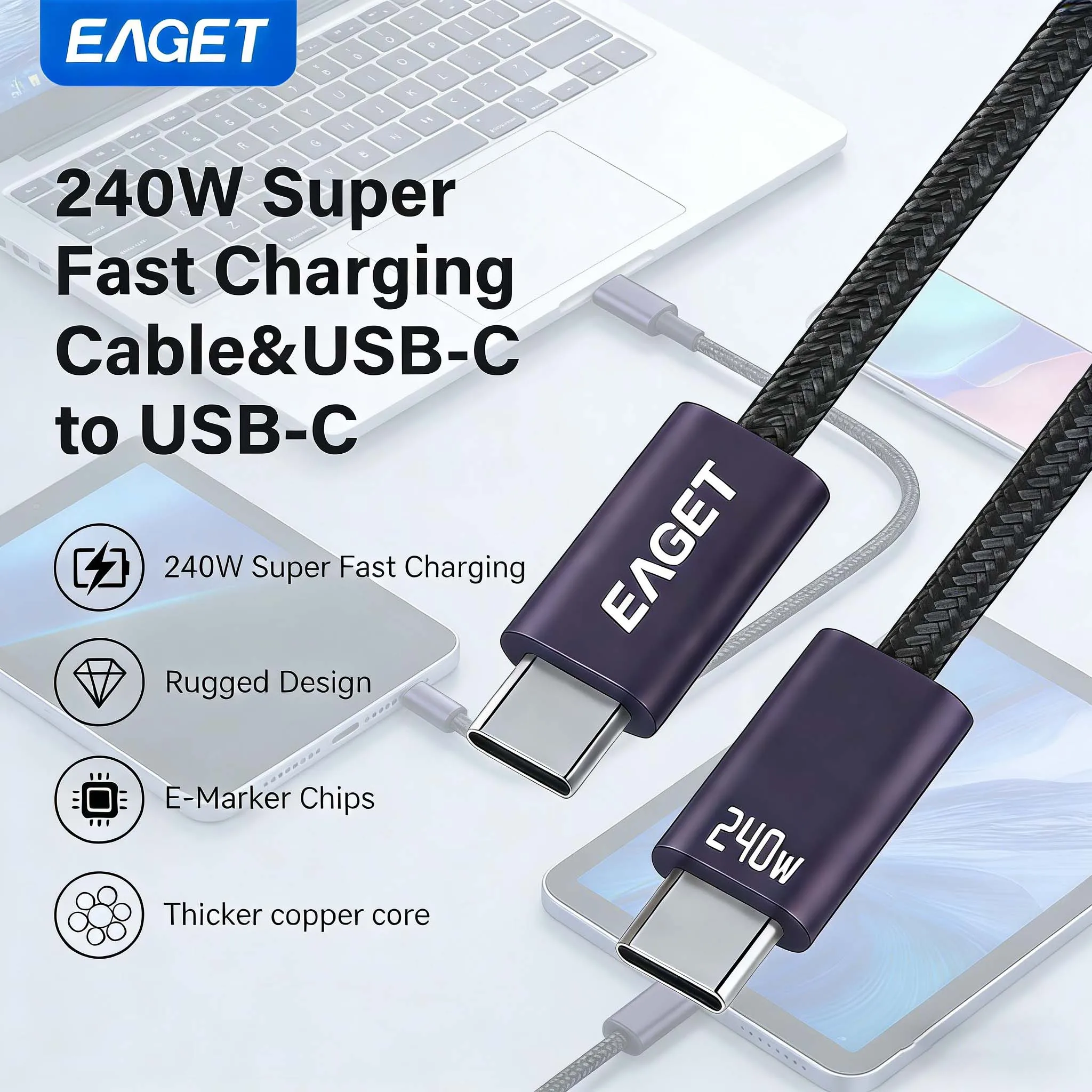 cabo-de-carregamento-rapido-eaget-240w-usb-c-para-c-cabo-carregador-tipo-c-5a-pd30-qc40-cabo-usb-c-trancado-em-nylon-para-iphone-15-16-macbo