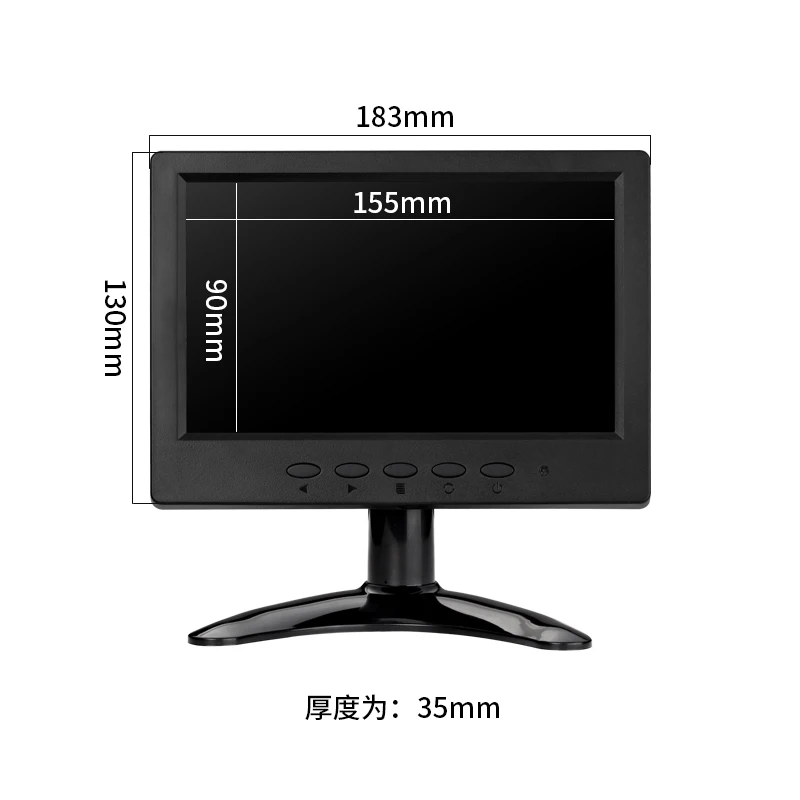 7 Inch IPS 1024x600 Desktop LCD Screen Plastic Shell with HDMI VGA BNC AV USB Input for Car Camera Monitor