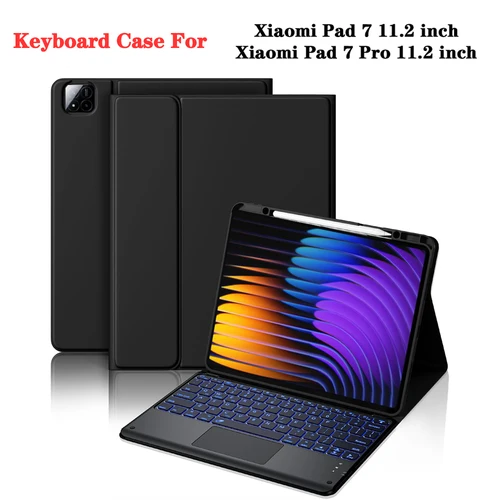 Imagen 1 del producto Funda con teclado para Xiaomi Pad 7 de 11,2 pulgadas, teclado Bluetooth desmontable con estuche porta lápices para Xiaomi Pad 7 Pro de 11,2 pulgadas