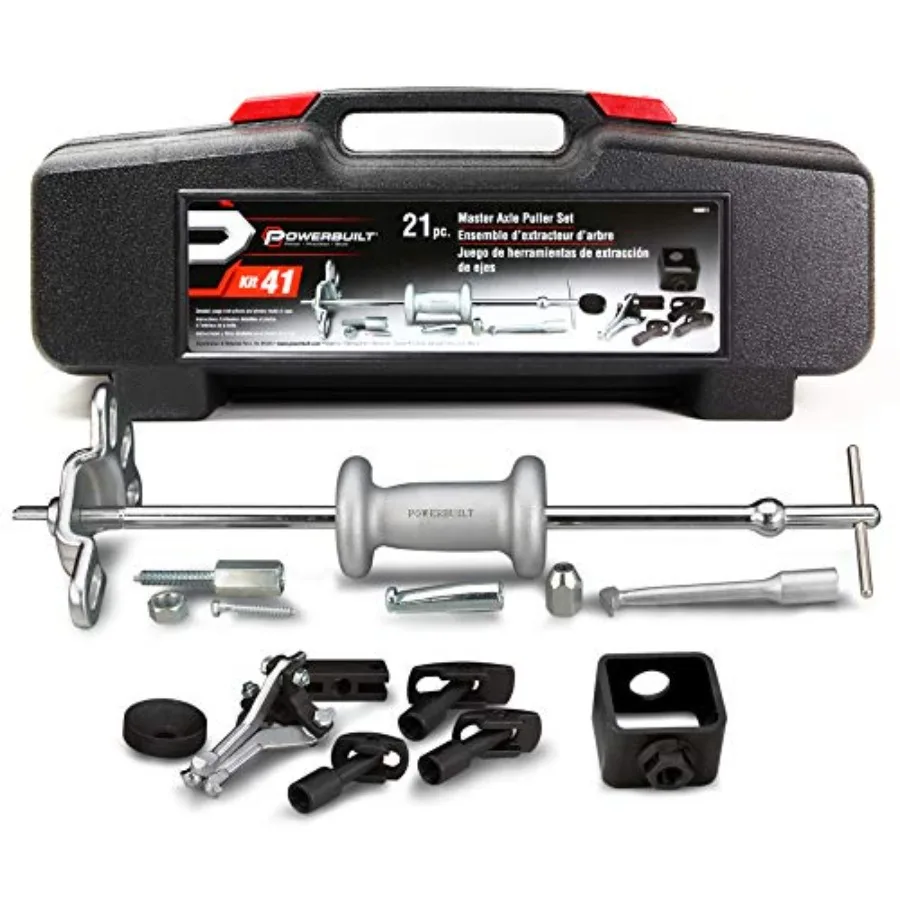 Powerbuilt Master Axle Puller Tool Set, Remove Car Front and Rear, Bearings and Seals, Vehicle Repair Kit - 6486, Sier