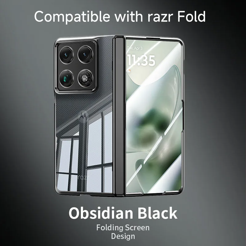 Capa de telefone HD brilhante de alta qualidade para Motorola Moto Razr Fold, película de vidro temperado para tela, capa à prova de choque
