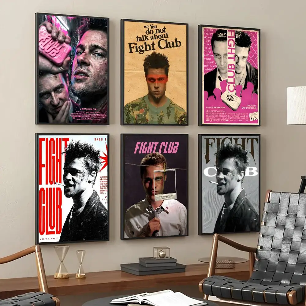 F-Fight Club Poster Self Adhesive Sticker Home Bedroom Living Room Game Room Decoration