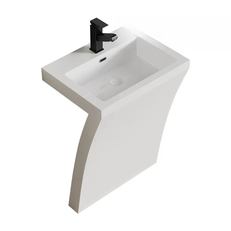 

Modern new column basin integrated molding artificial stone art column type hand washing floor type washbasin washing