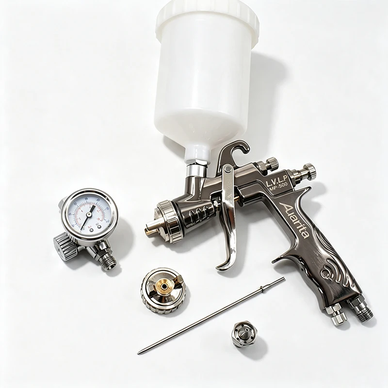 1.3mm 1.7mm MP-500 Spray Gun kit 600ml Professional Auarita Paint Spray Gun LVLP with Pressure Gauge Regulator for All car Paint