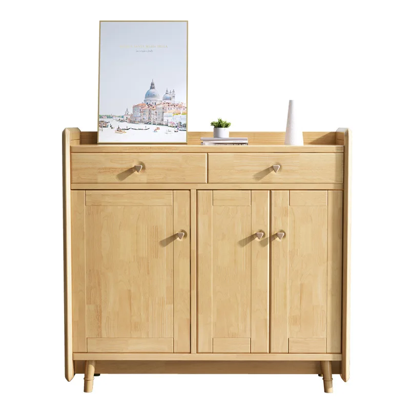 

Solid wood shoe cabinet household door small apartment living room all solid wood storage cabinet creative entrance cabinet