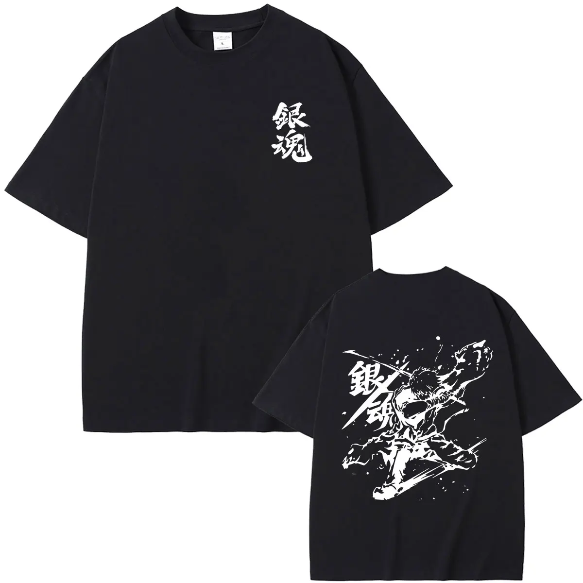 Anime Gintama Sakata Gintoki Merch T-shirt Men Women Casual Oversized Crewneck T Shirts Male Cartoon Manga Cosplay Streetwear
