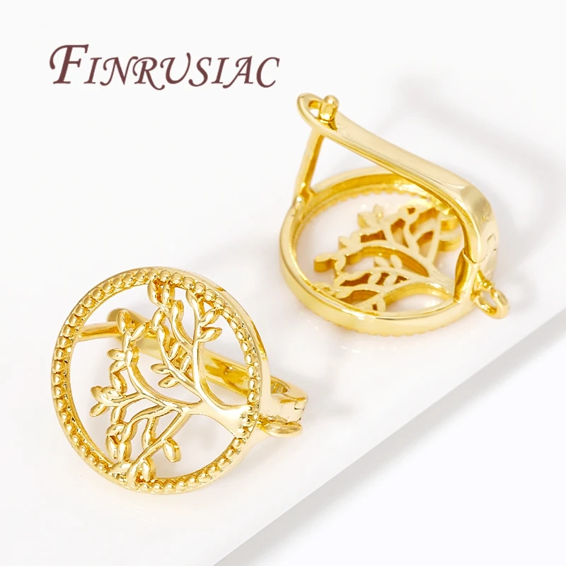 DIY Women's Jewelry 18K Gold Plated Life Tree Round Shvenzy Earring Hooks Clasp Accessories For Earrings,Earwires Fasteners