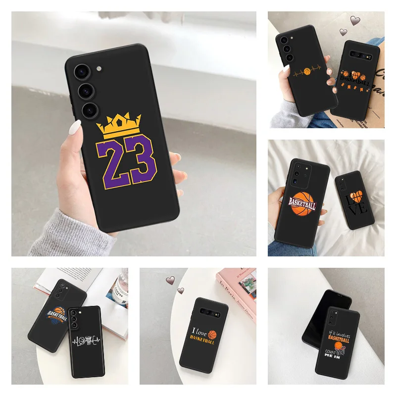 Phone Case for Samsung S24 Ultra S23 FE S22 S21 S20 S10 Love Play Basketball Galaxy Note20 Plus Soft Black Silicone Cover