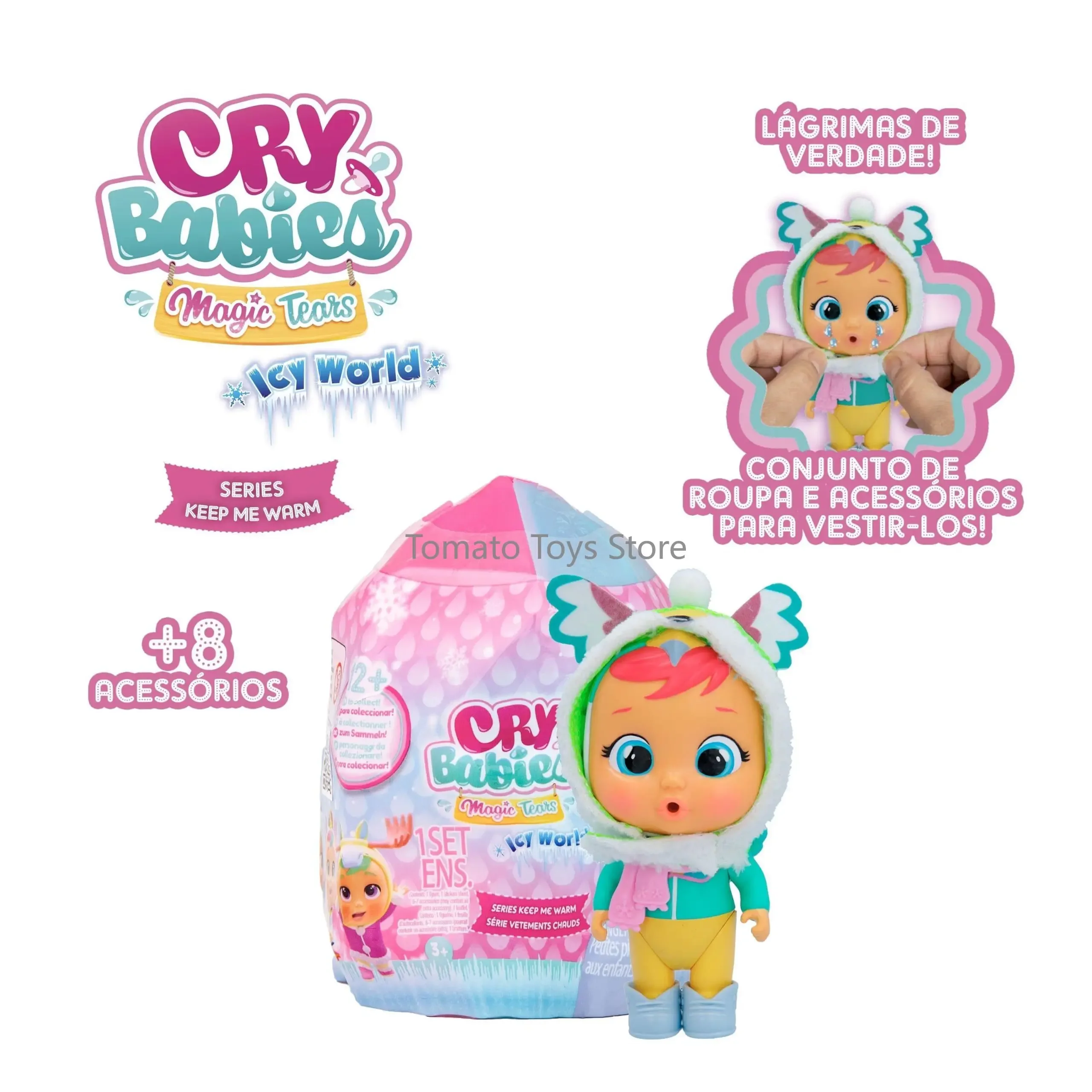 Cry Babies Magic Tears Icy World Collectible Surprise Doll That Cries with 7 Accessories Unique Children's Holiday Birthday Gift