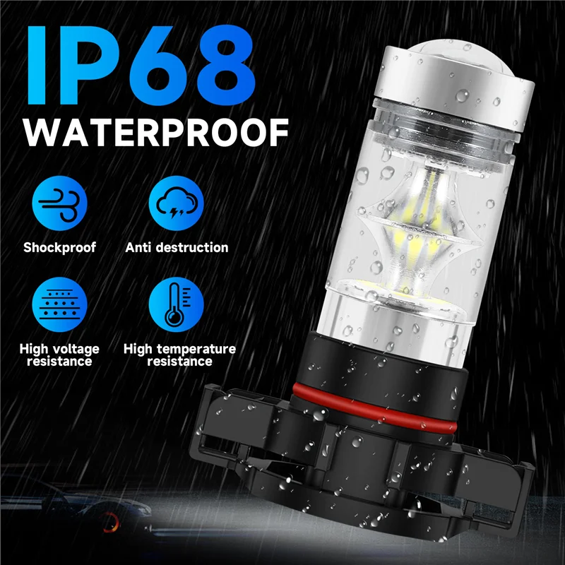 A10E-2X 5202 H16 Ps24w عالية الطاقة 100W 6000K سوبر وايت Led أضواء الضباب Drl لمبة