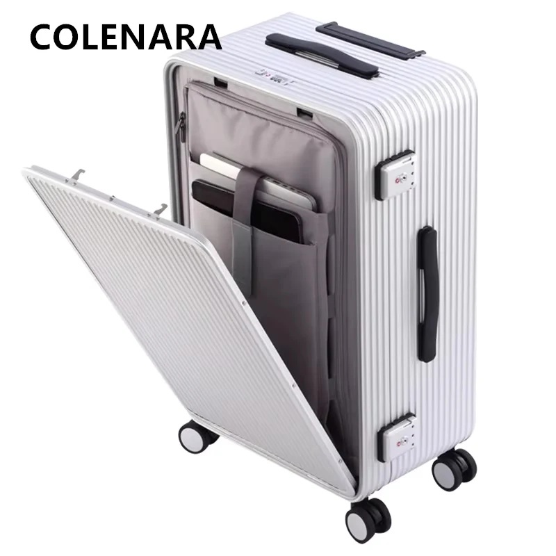 COLENARA حقيبة كاملة سبائك الألومنيوم والمغنيسيوم الصعود صندوق سعة كبيرة حقيبة تروللي بعجلات 20 "24" 26 "28 بوصة رجال الأعمال الأمتعة #5