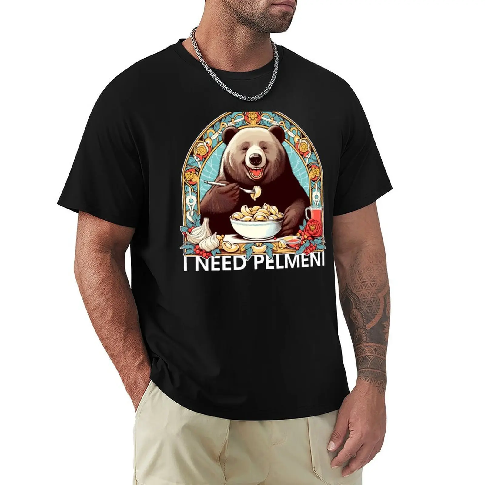 

I need Pelmeni Bear Gift T-Shirt summer clothes gifts for boyfriend cotton graphic tees plain t shirts men