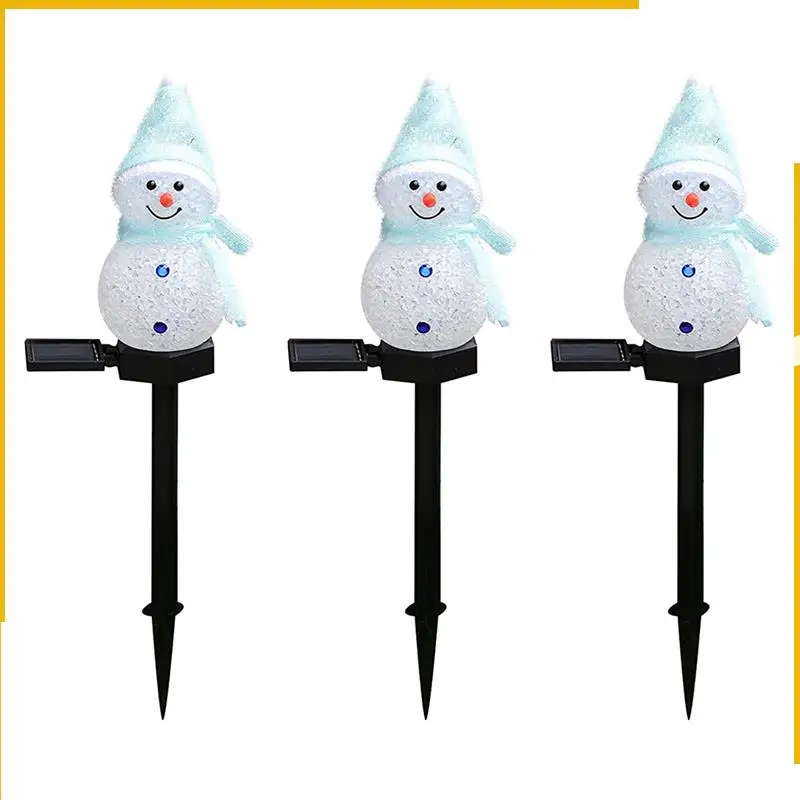 

A92P 3X Snowman Solar Lights Christmas Solar Powered LED Snowman Light Decor Outdoor Garden Stake Lamps Xmas Blue