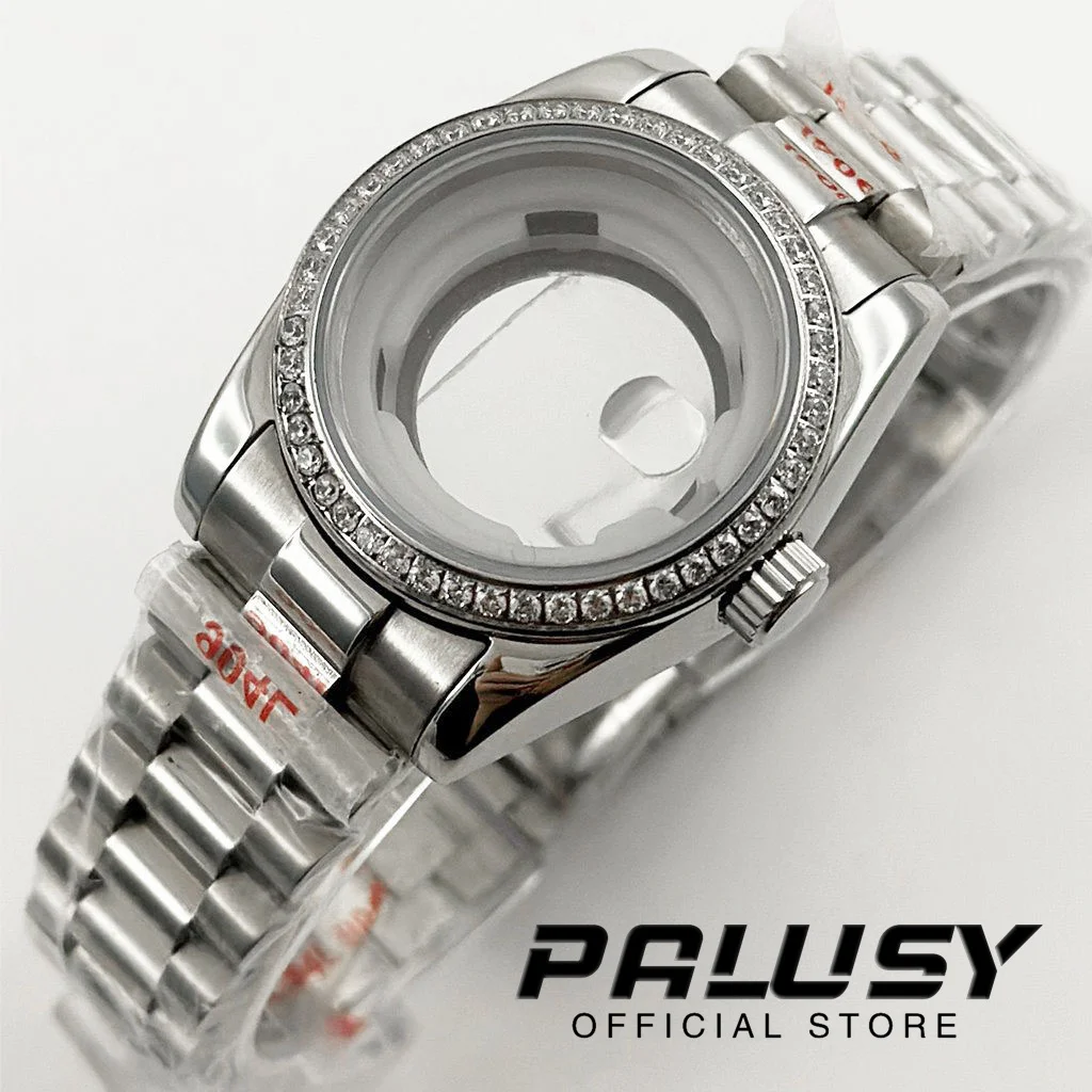 

NH05 31MM Waterproof Stainless Steel Diamond Sapphire Glass President Strap Watch Case for Ladies Women Fit NH05 NH06 Movement