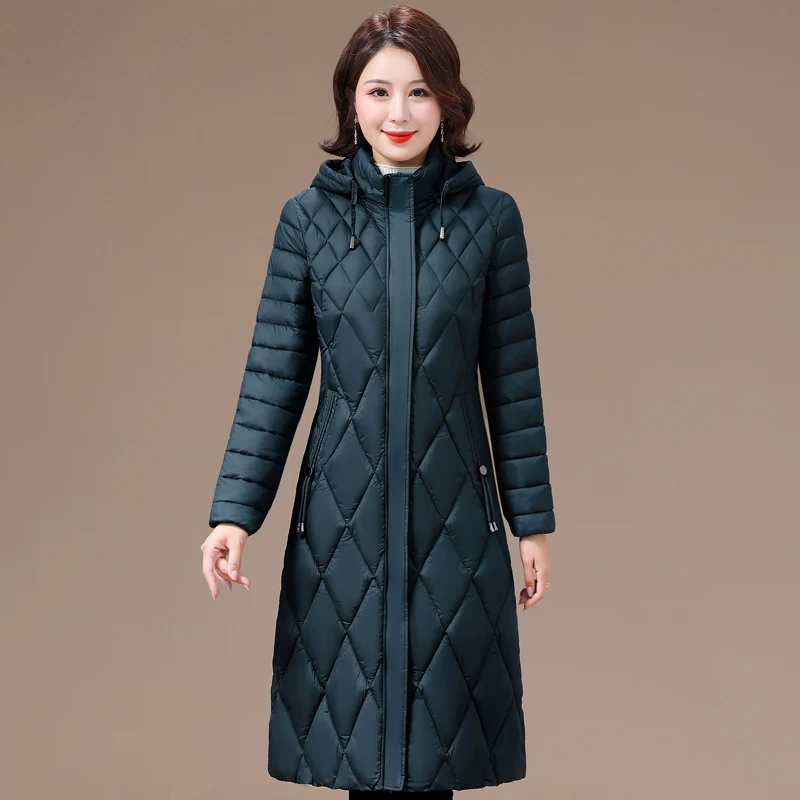 Women\'s Winter Coats Hooded 2023 New Casual Cotton Padded Jackets for Women Long Parkas Warm Slim Solid Color Winter Overcoat