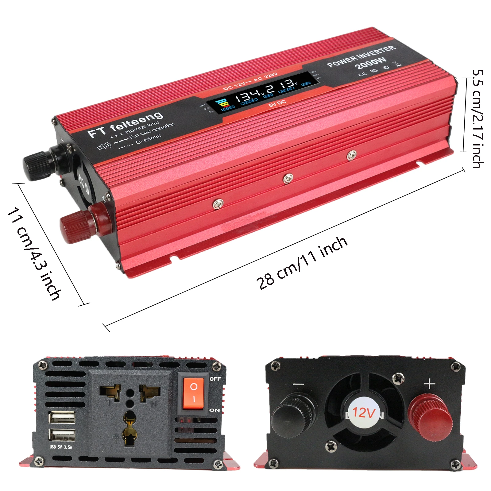 2024 nuovo Inverter a onda sinusoidale pura DC 12V/24V a AC 110V/220V 1000W 1600W 2000W 2200W convertitore portatile Power Bank Inverter solare