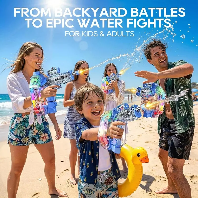 LED Ring-shaped Electric Water Guns Children Powerful Shooting Game Automatic Water Blasters Summer Outdoor Beach Toys for Kids