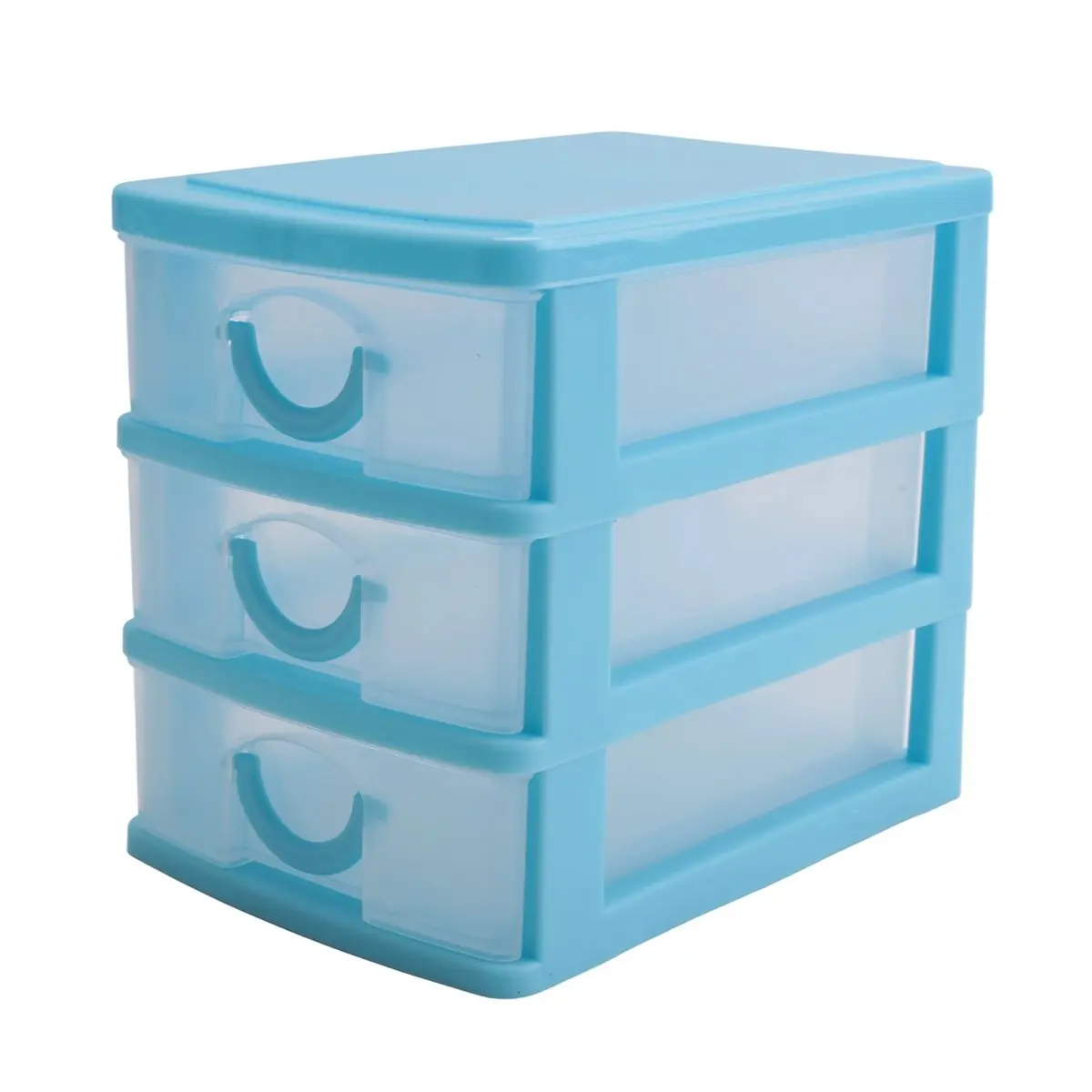 Mini translucent Drawer type plastic Storage Box（Blue 3 Layers） &LICG