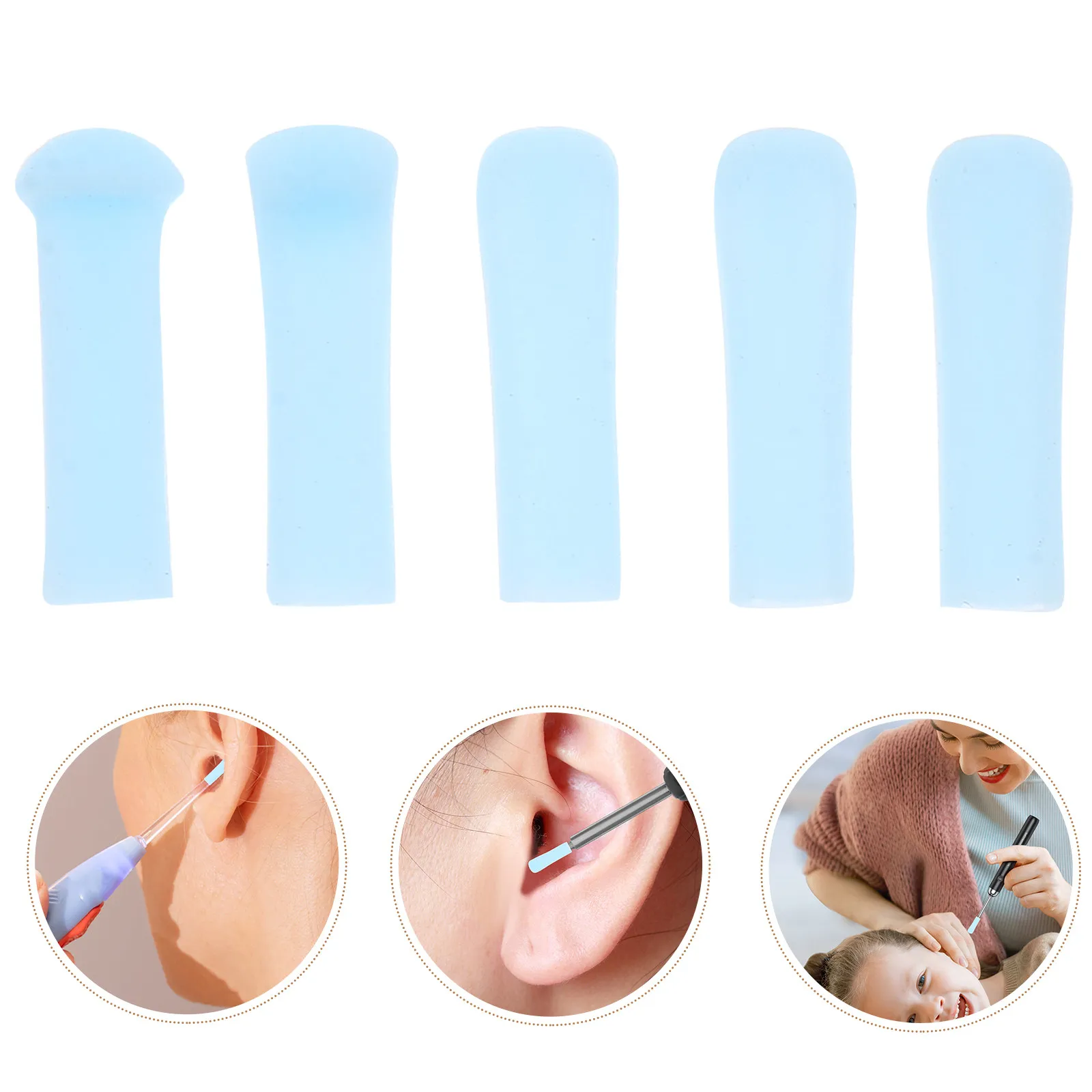 10Pcs Silicone Ear Wax Removal Tip Ear Spoon Replacement Accessories Visual Scoop Soft Tips Replaceable Use