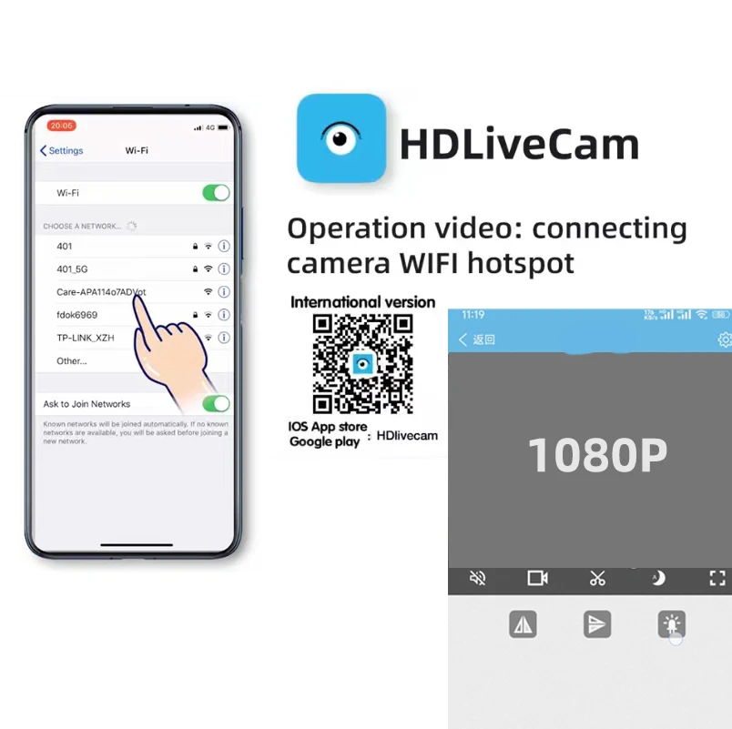 Cámara de red inalámbrica HD 1080p enrutador pequeño 2.4G WiFi conectado remotamente a la detección de movimiento de visión nocturna infrarroja Cámara de videovigilancia de protección de Seguridad Interior en el hogar