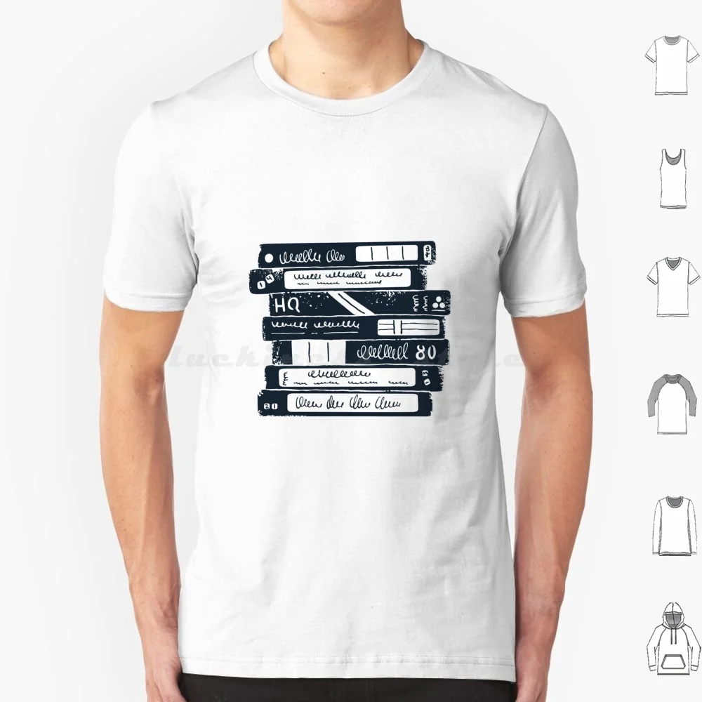 Stack Of Old Vhs Tapes T Shirt Cotton Men Women DIY Print Vhs Tape Videocassette Vcr Vintage Video Cassette Old Retro