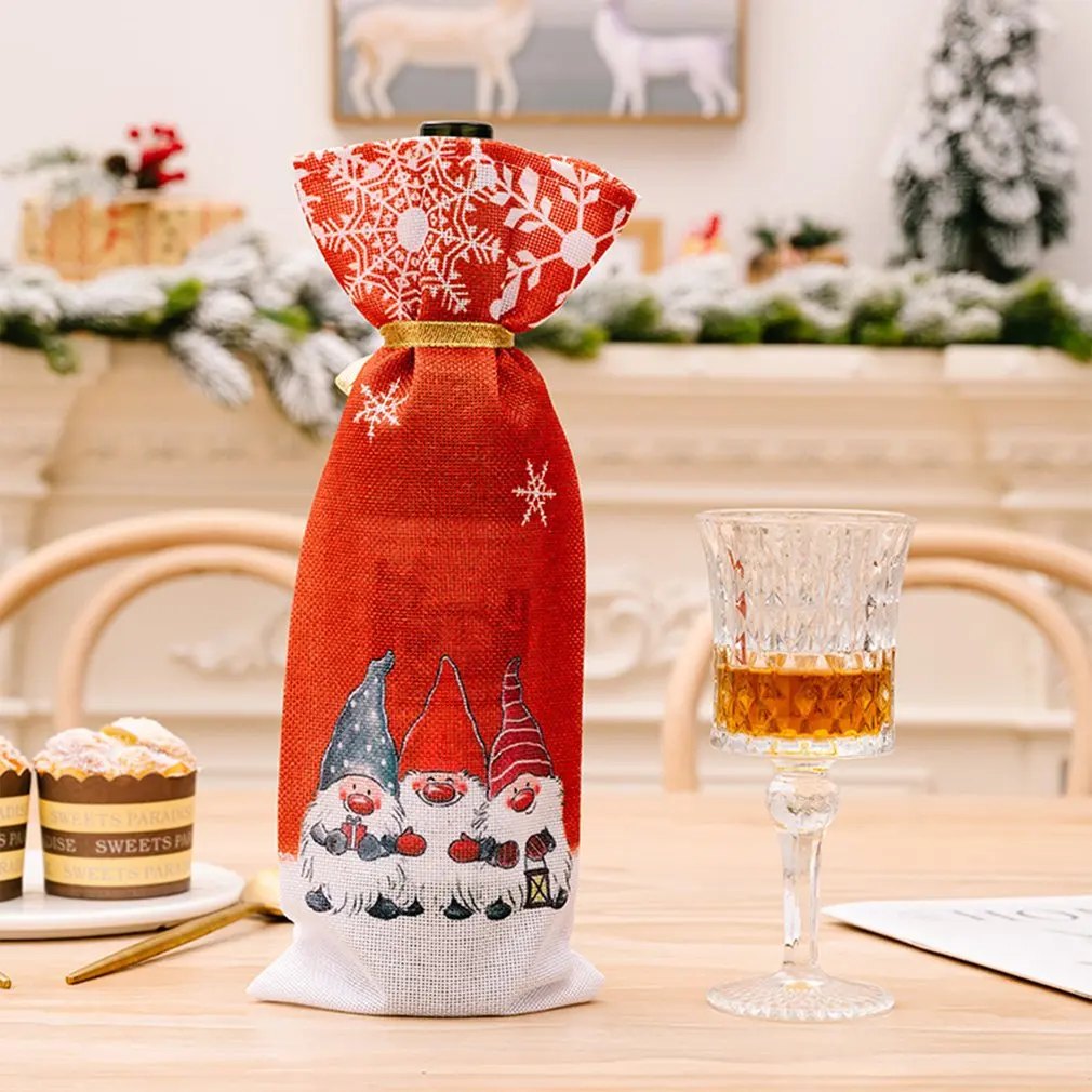 Bolsa de botella de vino con funda Ornamental para Navidad, Rudolf Old Men, lindo
