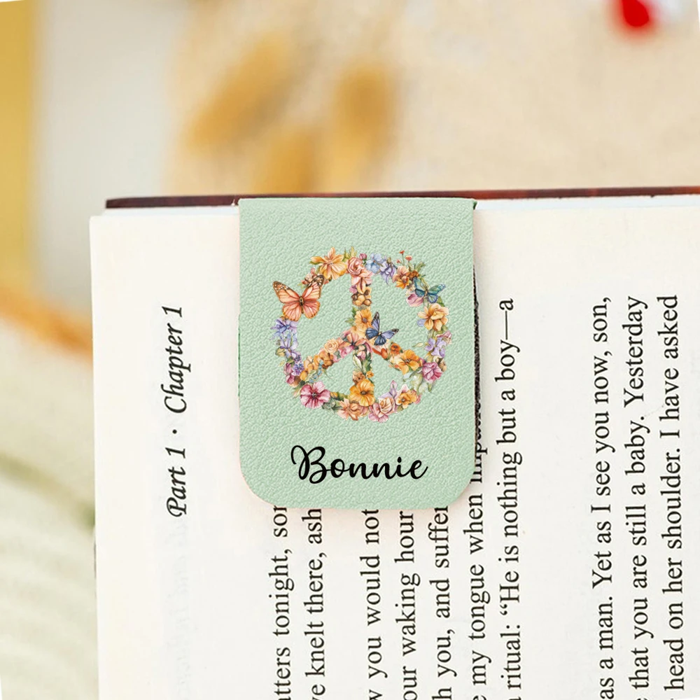1PC Creative Butterfly wreath Customized Text Print Softpink Leather book clamp For Boys Gifts