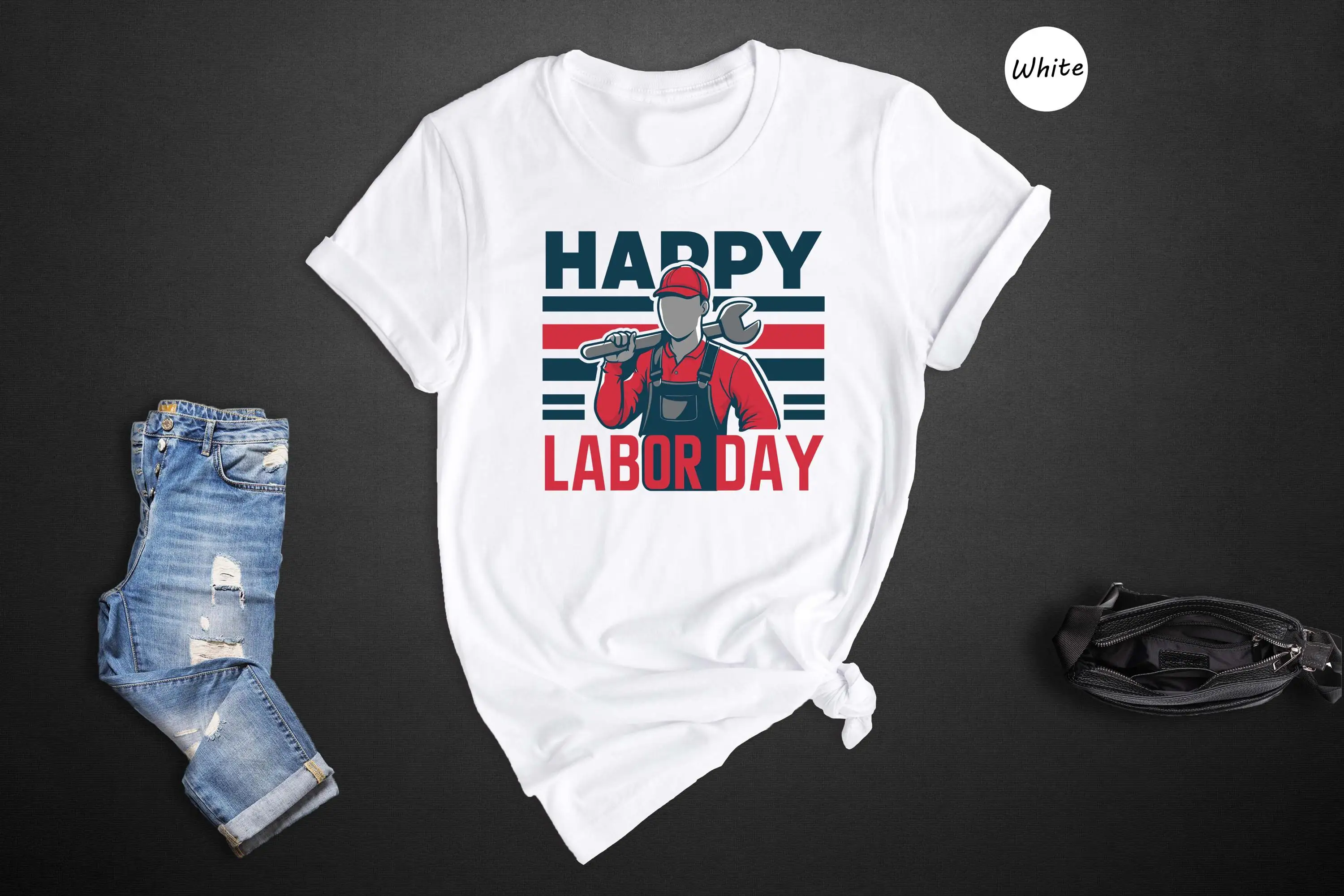 Feliz día laboral camiseta trabajadores zurdos patrióticos para América americana