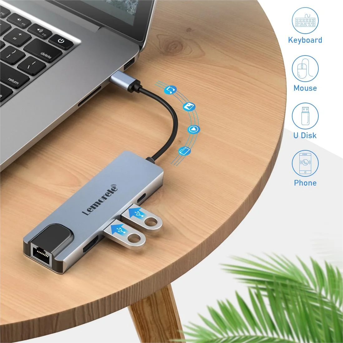 Lemorele tc15 5 in1 usb typ c hub hdmi rj45 lan adapter usb c hub hdmi pd 100w tf/sd kartens teck platz multi port adapter für macbook pro