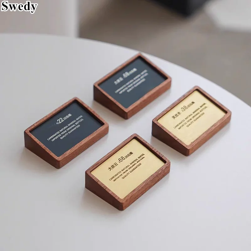 5 Pieces 60x38mm / 78x38mm Acrylic Sign Holders Display Stand Table Name Card Signs Label Holders Slant Back Wooden Price Tags