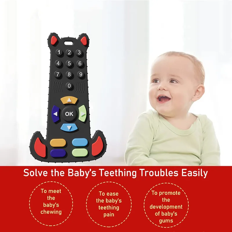 Baby Silicone Teething Toys Remote Control Shape Teether Infant Chew Toys Relief Teeth Gum Sensory Toy for Babies 6 12 Months