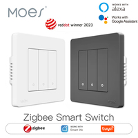 MOES New Star Ring Tuya Smart ZigBee Light Switch Wall Push Button Switch Smart Life APP Remote Control Work With Alexa Google