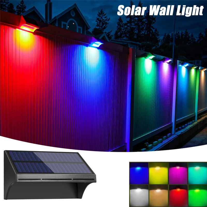 

2/4/6PCS Solar RGB Wall Light Courtyard Fence Lights 4 Modes 8 Colors Outdoor Waterproof for Garden Balcony LED Decoration Lamp