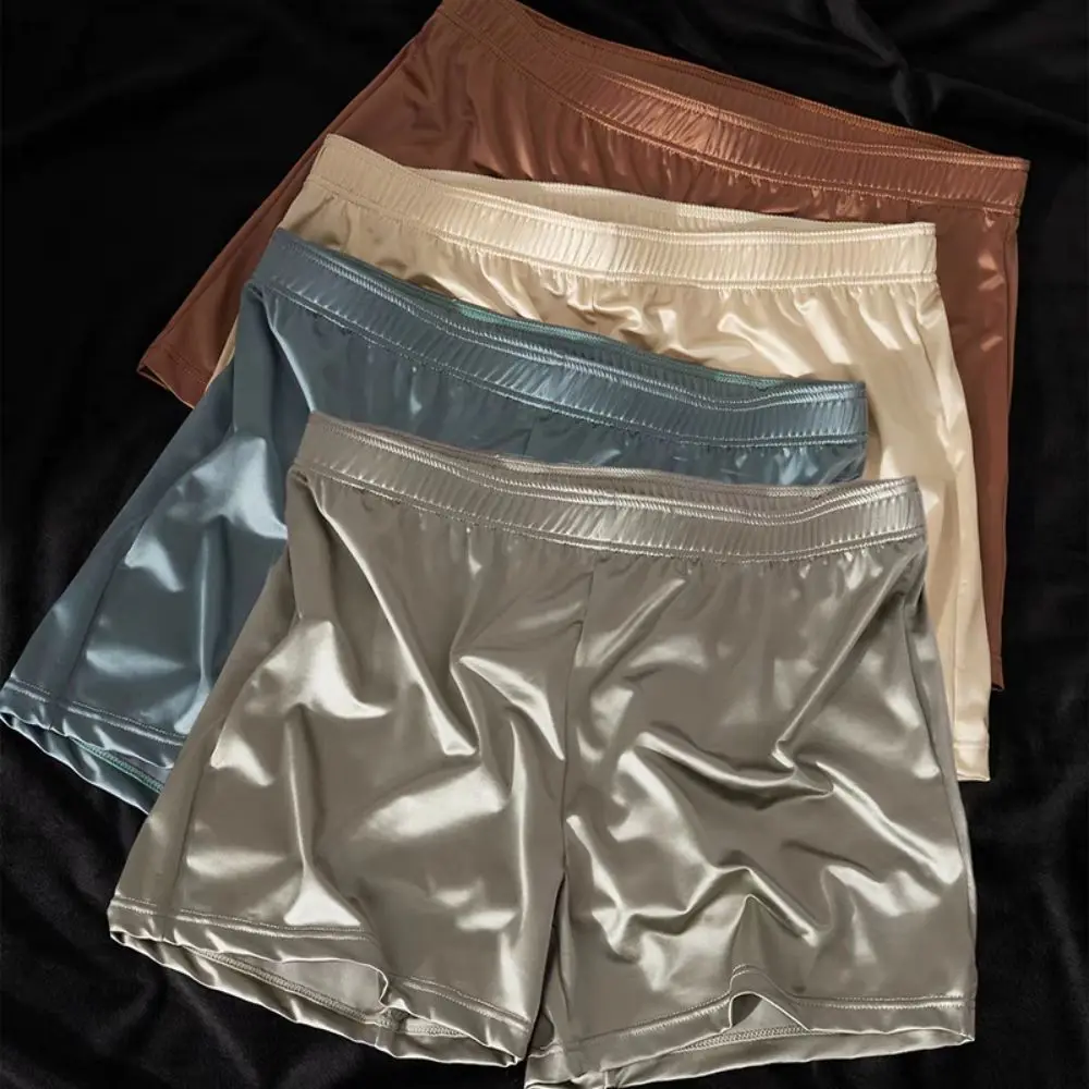 

3Pcs Fashion Plus Size Men's Boxer Briefs Mid Waist Elastic Underwear for Man Lingerie Seamless Stain Silk Panties Male