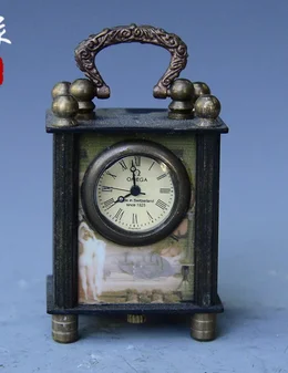 

Antique brass retro Western figure painting small clock alarm clock home decoration ornaments popular collection copper shell ex
