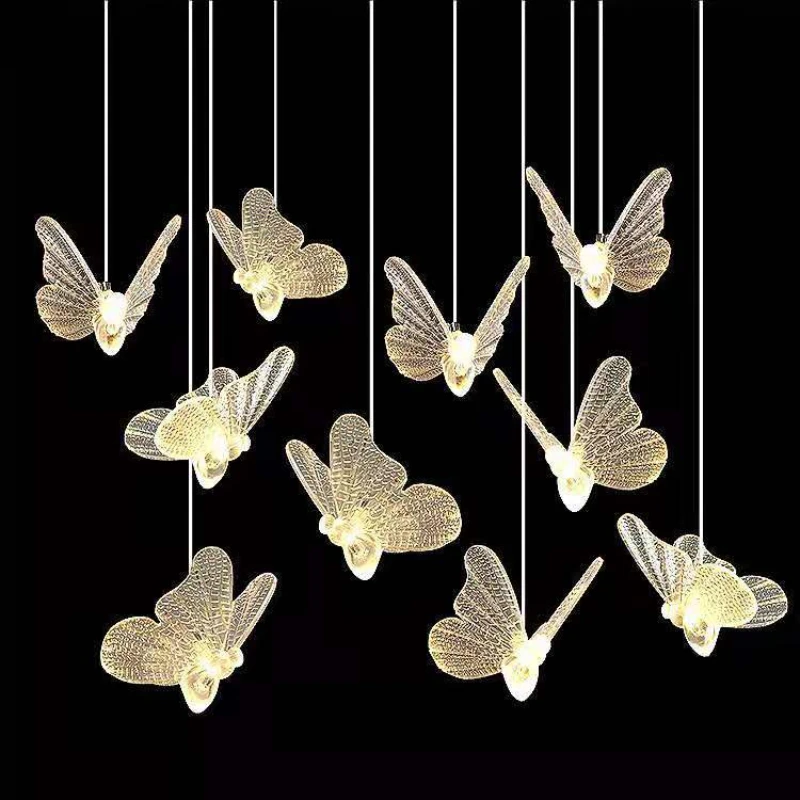 10 Acrylic Luminous Butterfly Wedding Decoration Props Hotel Stage Decoration Lamp Window Chandelier Birthday Party Decoration