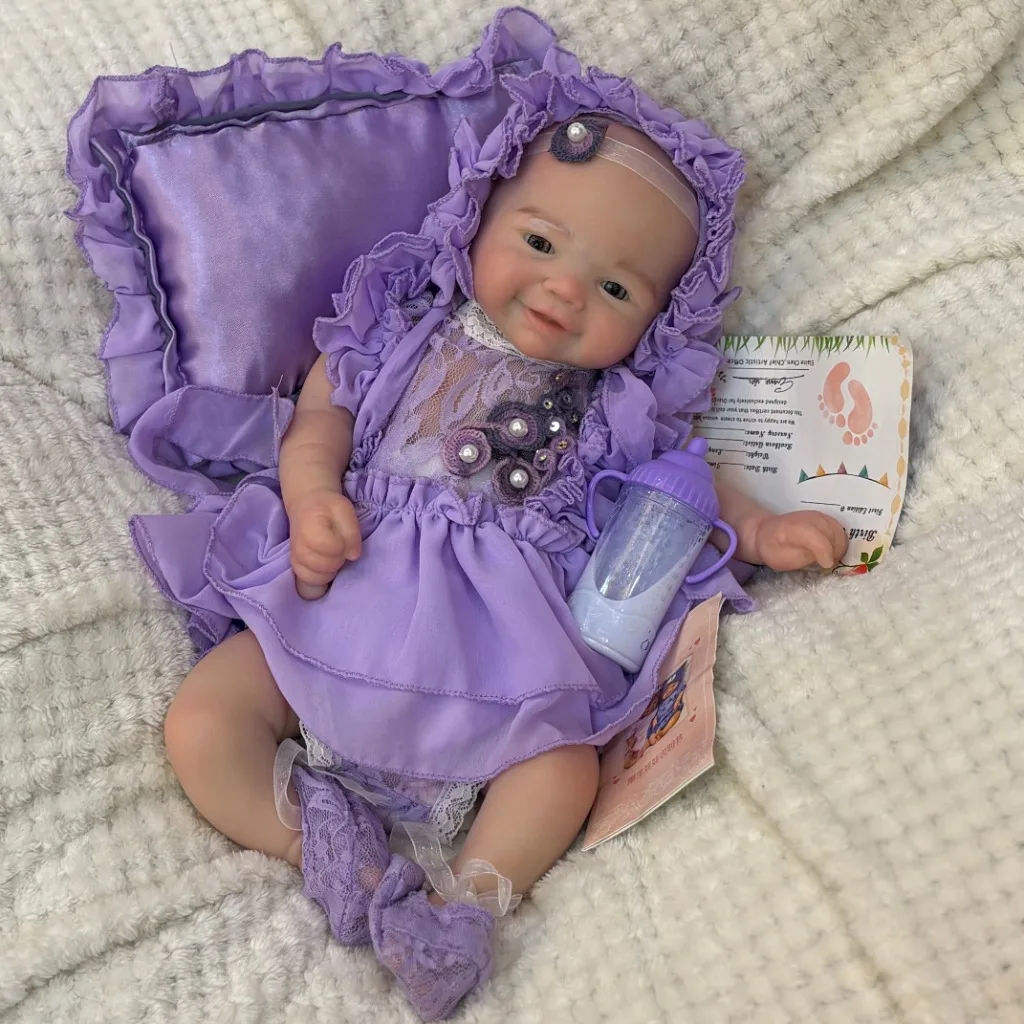 43 Cm Handmade Silicone Lifelike Newborn Baby Doll Cute 3D Painted Can Open Mouth Bebe Reborn Girl Doll