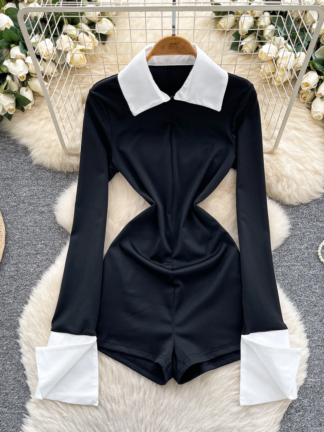 

Retro Briti Sle Color Blo Piece Suit Women's Autumn Flip Collar Bell Sve Empr ort Pants High Waist Straight...