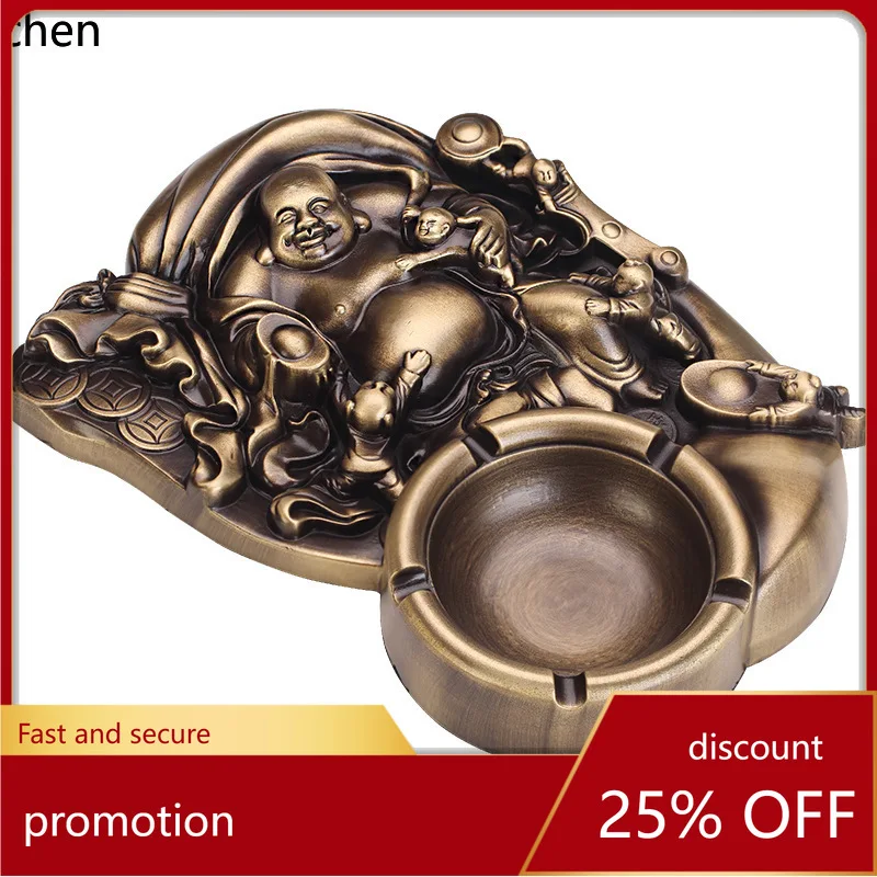 Cz maitreya  all-copper ashtray - antique style creative ashtray for home, auspicious decorative ornament