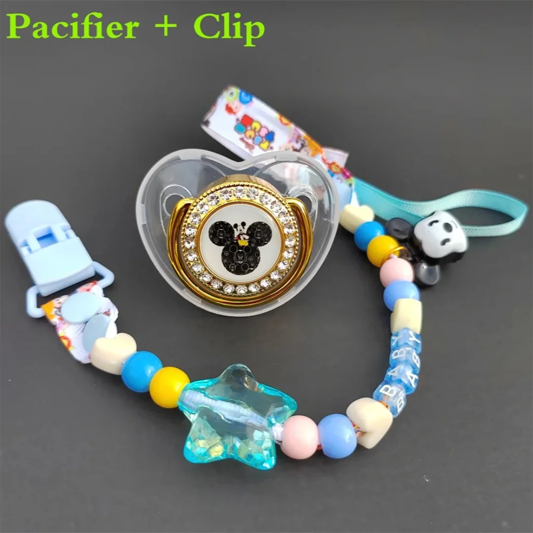 Kawaii Mickey Mouse Head Personalized Baby pacifier Clip BPA-free luxury shiny fake pacifier Chupeta for newborns 0-24 months