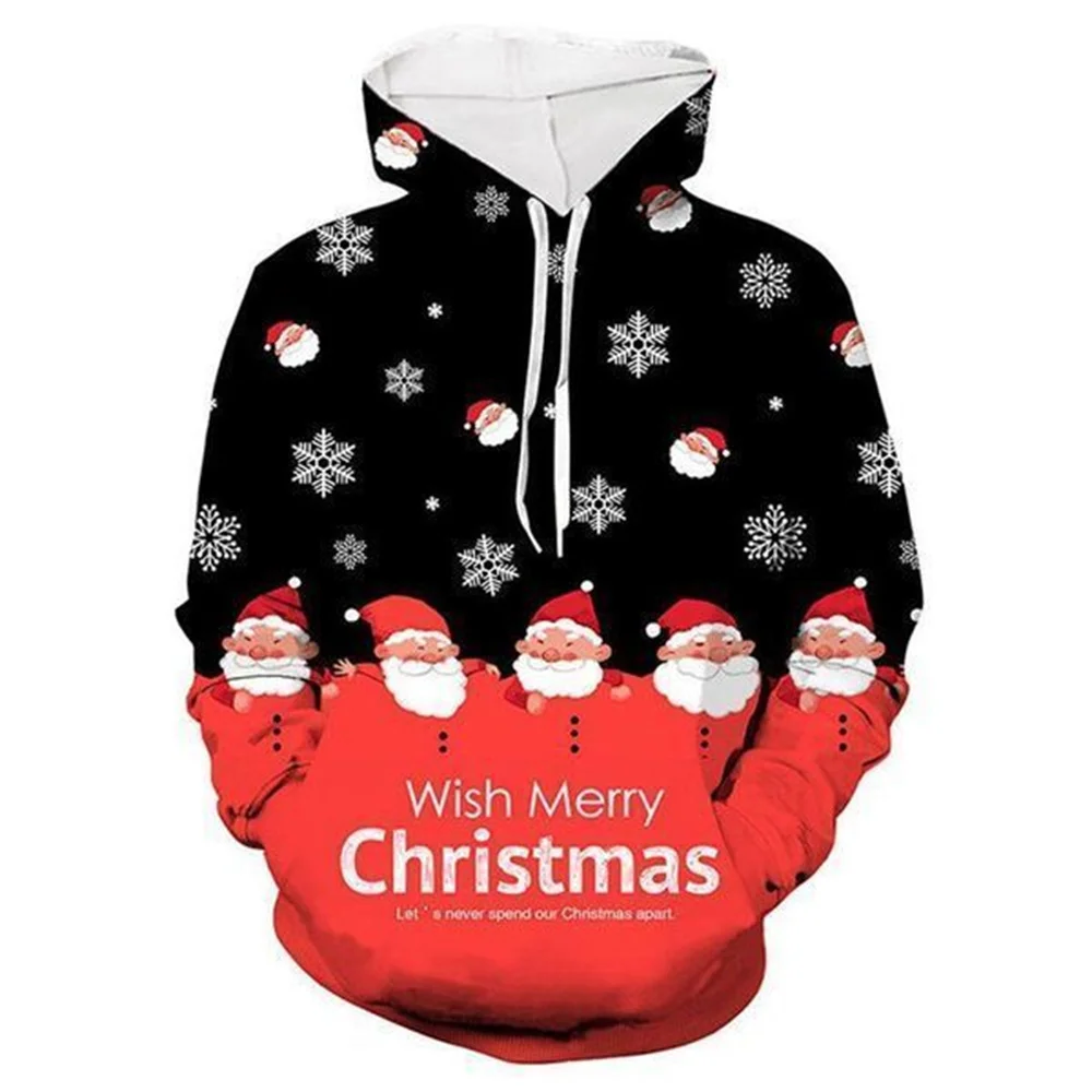 Christmas Santa Claus 3D Print Men's Hoodies Fashion Oversized Unisex Sweatshirts Pullovers Outdoor Festival Party Men Clothing