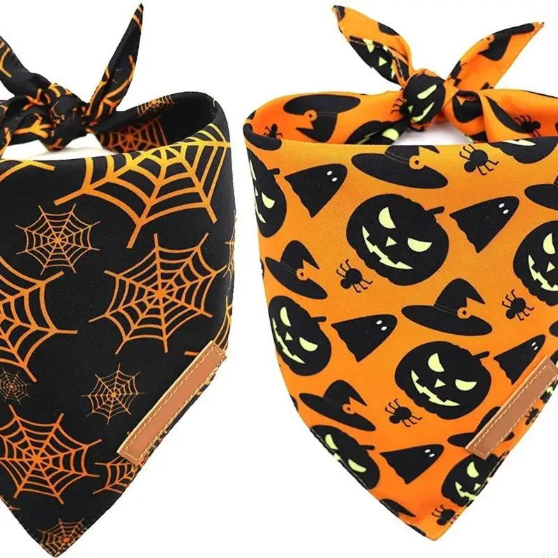 831B Dog Bib For Halloween Festives Party Costume Soft Washable Fabric Pet Bandana Holiday Celebration Accessory