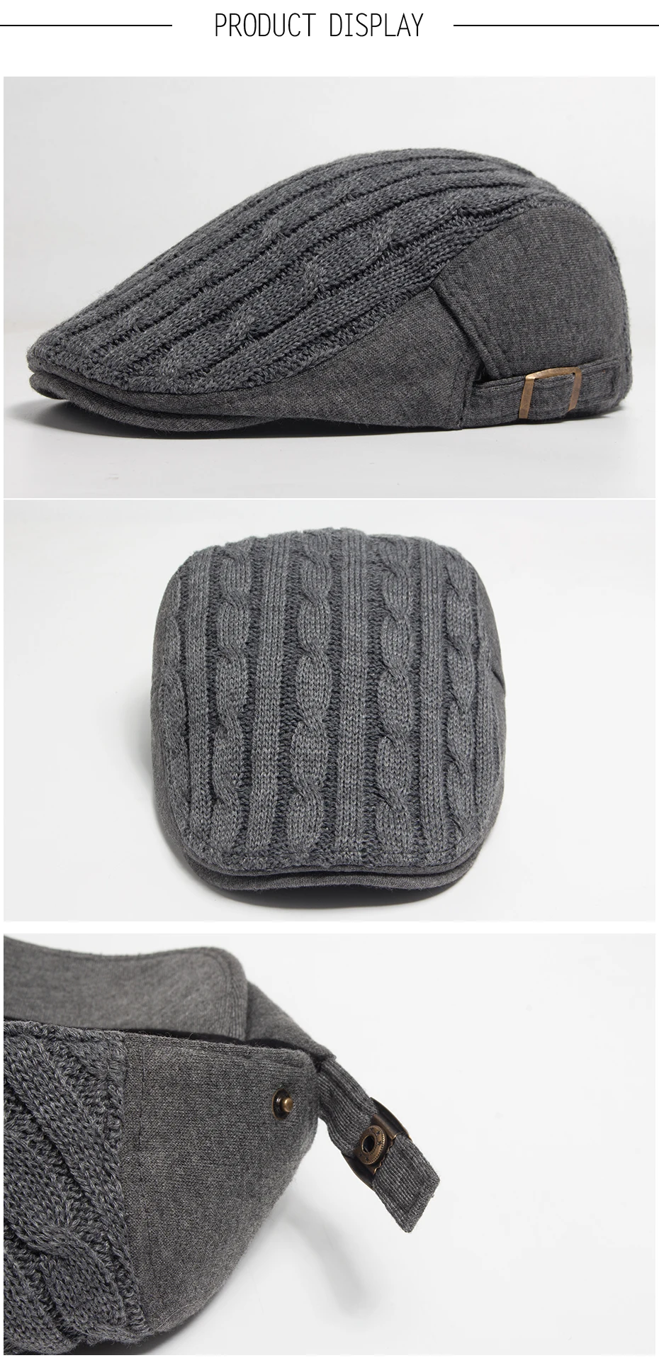 2024 neue Männer Frau Baskenmütze Herbst Und Winter Verdickt Warme Gestrickte Berets Mode Weiche Top männer Zeitungsjunge Mütze Casual häkeln Hut – Detail 4