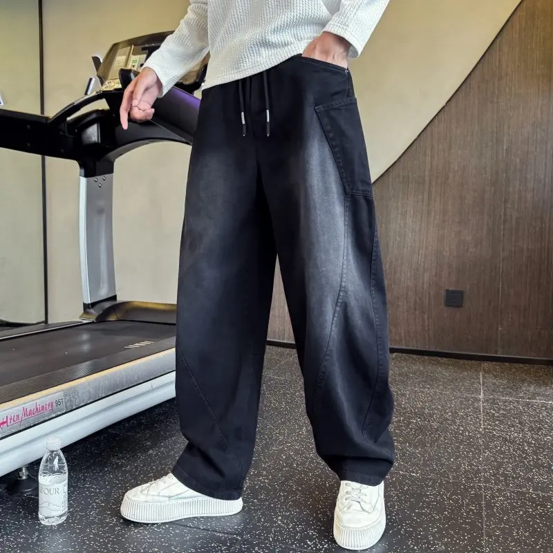 

Tie-Dye Wide-Leg Casual Pants Men's Loose Fit Straight Leg Jeans Retro American Style Spring Autumn Casual Fashion