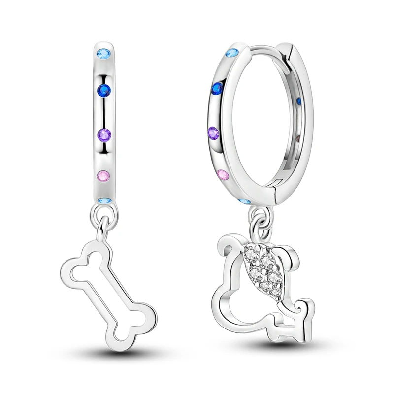 

925 Sterling Silver Earrings Women Sparkling Puppy Bone Drop Earring For Anniversary Wedding Jewelry Gifts
